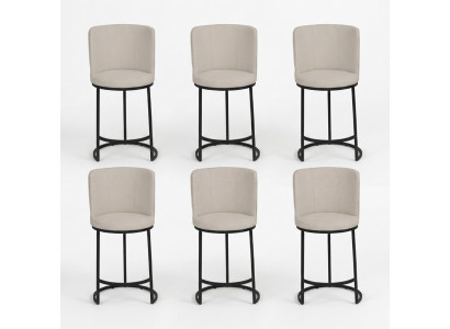 Barhocker 6x Barstuhl stilvoll Barmöbel Sitzhocker Design Stahlfüße neu