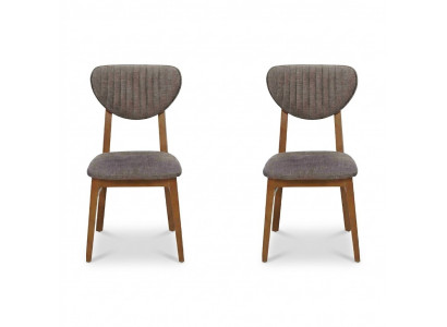 Modern Stuhl Grau Polster 2x Stühle Lounge Holz Textil Holz Sessel Neu