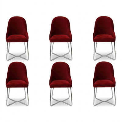 Modern Stühle Luxus Esszimmer Einrichtung Rot 6x Stühle Möbel Esszimmerstuhl