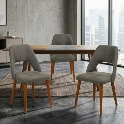 Exklusive Polster 4-er Stuhlset Küchen Möbel Designer Esszimmer Stühle