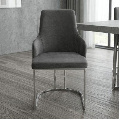 Grauer Polster Metallstuhl Luxuruiöse Esszimmer Sitzstühle Küchen Möbel