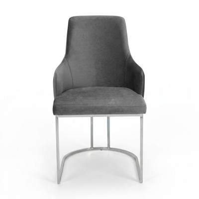 Grauer Polster Metallstuhl Luxuruiöse Esszimmer Sitzstühle Küchen Möbel