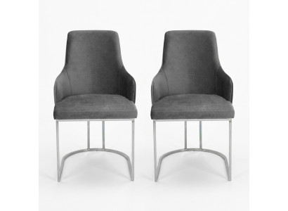 Graue 2x Esszimmerstühle Gepolsterte Stühle Luxus Esszimmer 2-er Set