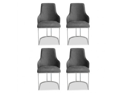Grauer Stuhl-Set Esszimmerstühle Luxuriöse Sitzmöbel Küchen Möbel 4tlg
