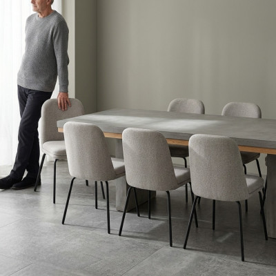Gruppe Garnitur Stühle 6x Stuhl Set Textil Polster Sitz Edelstahl Esszimmer Neu