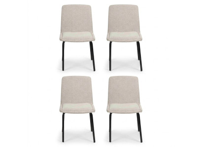 Garnitur Metall Lehn Polster Stühle Esszimmer Textil Set 4x Sessel Stuhl Gruppe