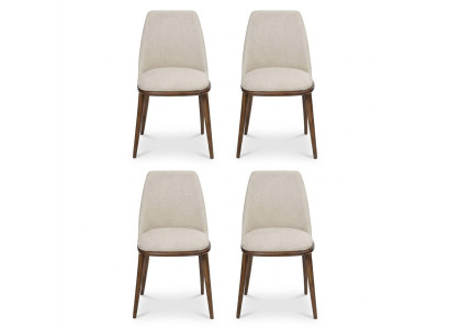 Weiße Stuhlgarnitur Designer 4x Küchenstühle Luxus Sitzmöbel Holzgestell