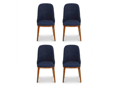Stilvolle Blaue Esszimmerstühle Designer Holzgestell Moderner Küchenstuhl