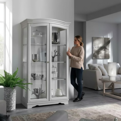 Vitrinen Schrank Echtholz Anrichte Vitrine Massiv Wohnzimmer Möbel Holz