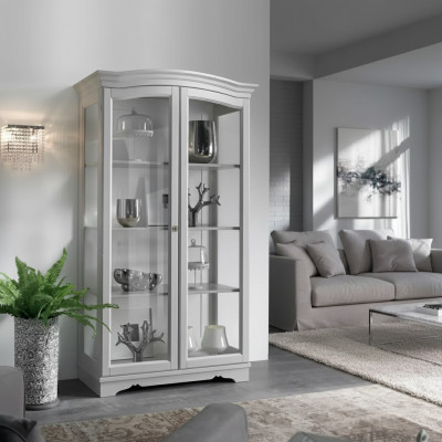 Vitrinen Schrank Echtholz Anrichte Vitrine Massiv Wohnzimmer Möbel Holz