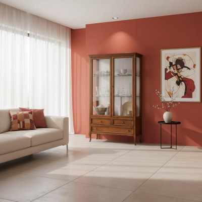 Klassische Vitrine Schrank Wohnzimmer Vitrinenschrank Italien Möbel Neu