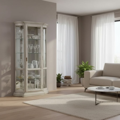 Wohnzimmer Möbel Holz Vitrinen Glas Schrank Echtholz Anrichte Vitrine