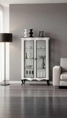 Wohnzimmer Möbel Anrichte Holz Vitrinen Glas Schrank Echtholz Vitrine