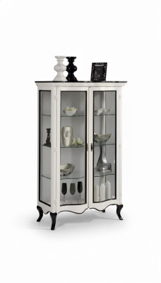 Wohnzimmer Möbel Anrichte Holz Vitrinen Glas Schrank Echtholz Vitrine