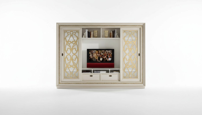 TV Schrankwand Massivholz Modern Fernsehschrank Wohnwand Echtholz Neu
