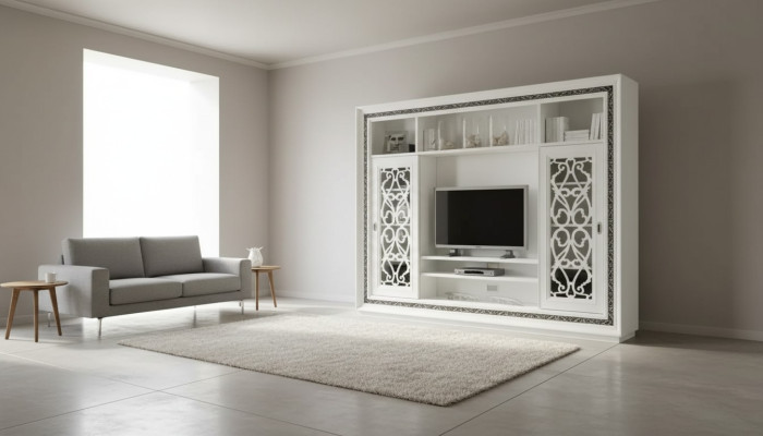 Wohnwand Luxus Schrankwand Schrank Modern Möbel Wohnzimmer rtv Holz