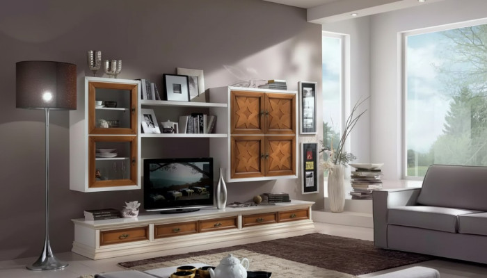 Italienische Holz Möbel Designer Anrichte Wohnwand Wohnzimmer Schrankwand