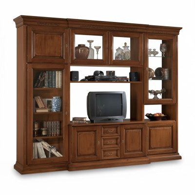 Wohnzimmer Möbel Wohnwand klassisch Italienischer Stil Holz Möbel Neu