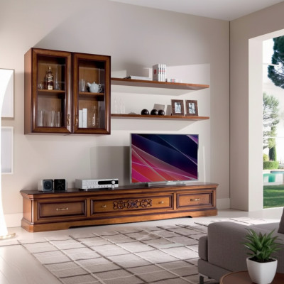 Wohnzimmer Modern Stil Wohnwände 5tlg Set Lowboard Vitrinen Regal Neu