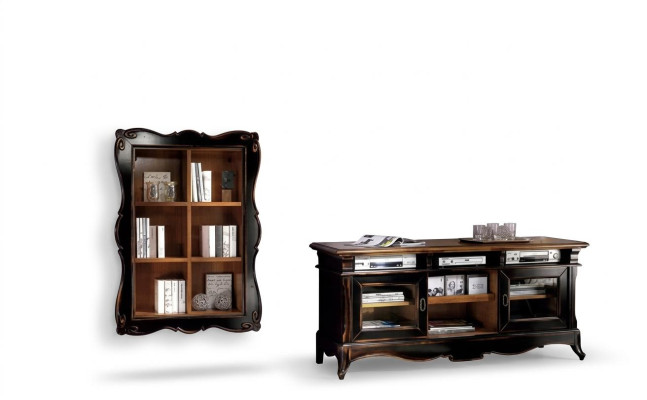 TV Ständer Wohnwand Regale Wohnzimmer Klassische Holz Design Möbel Neu