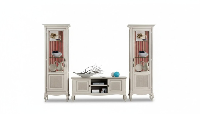 Wohnzimmermöbel Set Wohnzimmer TV-Ständer 2x Vitrine 3tlg. Wohnwand