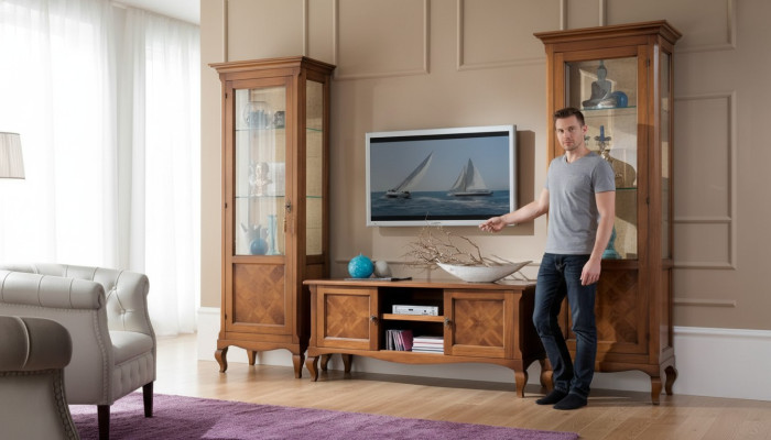 Wohnzimmer TV-Ständer 2x Vitrine 3tlg. Neu Wohnzimmermöbel Set Designer