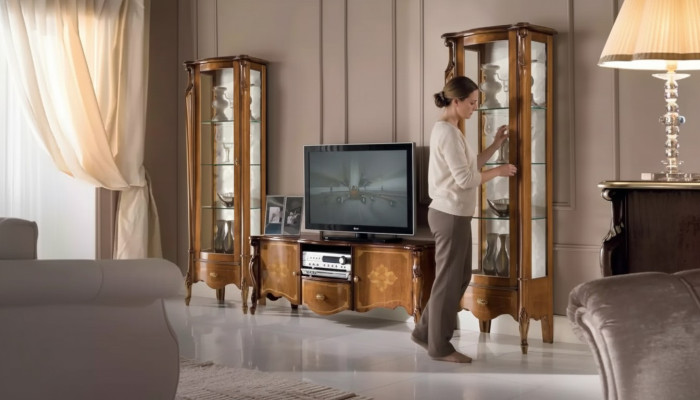 Wohnwand Wohnzimmer Set Vitrine Schrank Regal Set 2x Vitrine Wand Neu