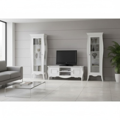 Wohnwand TV-Ständer 2x Vitrine Regal Luxus Wohnzimmer Weiß Anbauwand