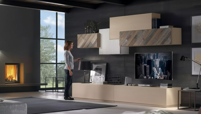 Wohnzimmer Komplett Set Lowboard RTV Schrank Wand Garnitur Luxus Neu