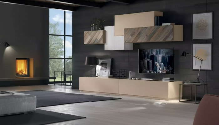 Wohnzimmer Komplett Set Lowboard RTV Schrank Wand Garnitur Luxus Neu