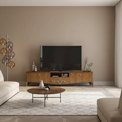 TV-Ständer rtv Wohnzimmer Design Regal Braun Holz Lowboard Italien Neu