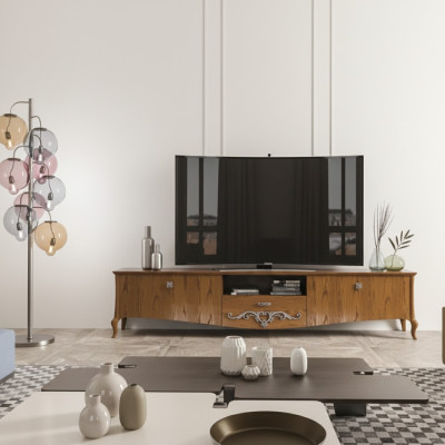 TV-Ständer rtv Wohnzimmer Design Regal Braun Holz Lowboard Italien Neu