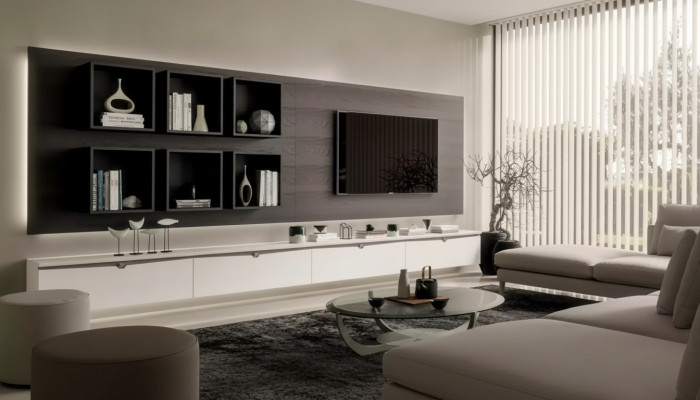 Design Wandschrank Regal Wohnzimmer TV-Ständer Holz Wand Regale Italy