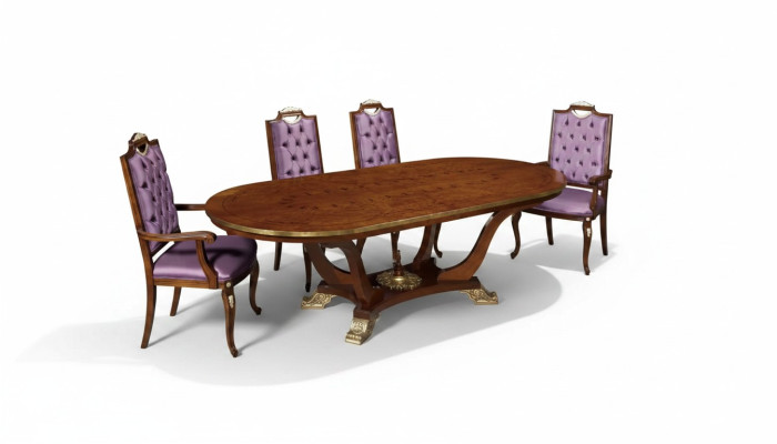 Esstisch 4x Stühle Klassische Esszimmer Garnitur 5tlg. Set Oval Tisch