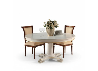 Holz Esszimmer Design Möbel Rund Tisch Weiß Esstisch Klassisch Ess Zimmer Neu