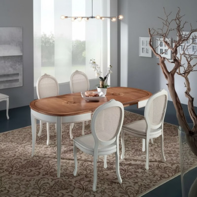 Italienische Möbel Designer Holz Tisch Sitz Polster Ess Zimmer 4x Stühle