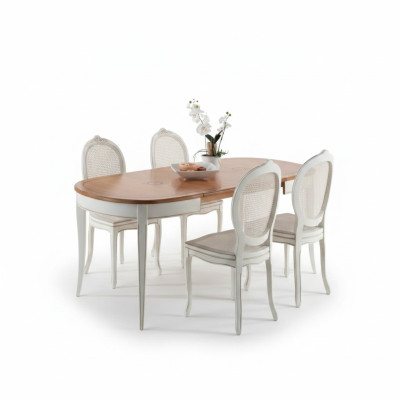 Italienische Möbel Designer Holz Tisch Sitz Polster Ess Zimmer 4x Stühle