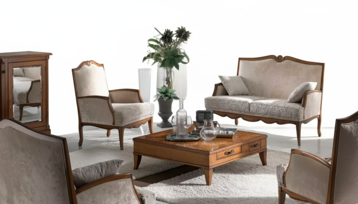 Wohnzimmer Set Sessel Couchtisch Sofa 2 Sitzer Polster Sitzer Luxus Beige Neu
