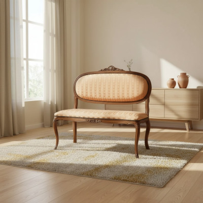 Designer Sitz Polster Bank Polster Sitz Hocker Bank Holz Stil Braun