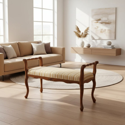 Sitzbank Wohnzimmer Klassische Bank Polsterbank Möbel Textil 101x40x57