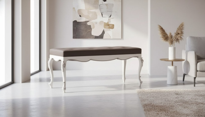 Designer Sitzbank Hocker Wohnzimmer Sitzmöbel Polster Textil Stoff Bank