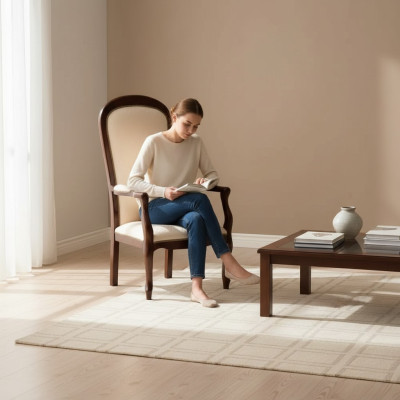 Wohnzimmer Sessel 1 Sitz Couch Polster Luxus Textil Design Holz Möbel