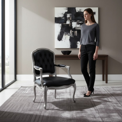 Luxus Design Stuhl Italienische Stil Möbel Einsitzer Holz Lehnstuhl Neu