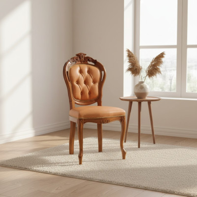 Luxus Stuhl Braun Esszimmer Designer Holz Möbel Stuhl ohne Armlehne