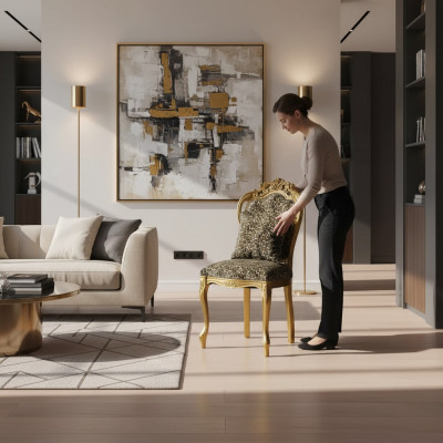 Esszimmerstuhl Luxus Art déco Stühle Design HolzStuhl Italienische Möbel