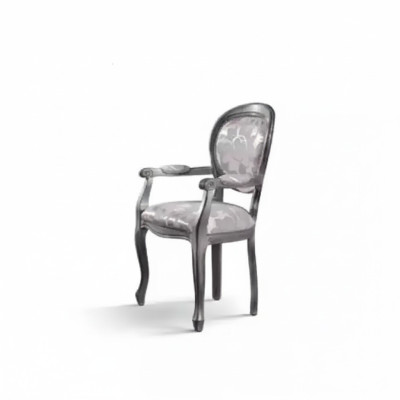 Esszimmerstuhl Stuhl Esszimmer Luxus Sitzer Stühle Holz Stoff Silber