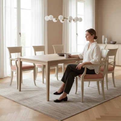 Stuhl mit Armlehne Braun Design Wohnzimmer Polster Esszimmer Holz Neu