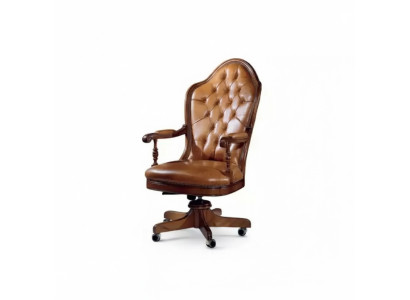 Bürostuhl Holz Chef Sessel Chesterfield Italien Möbel Braun Drehbar Neu