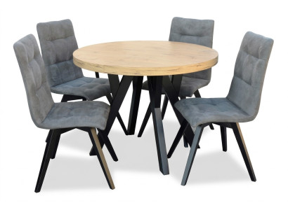 Komplett Rund Esstisch 4x Stühle Esszimmer Set Ess Gruppe Holz 5tlg