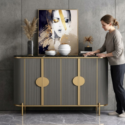 Luxus Sideboard Kommode Wohnzimmer Designer Grau Möbel Modern Neu